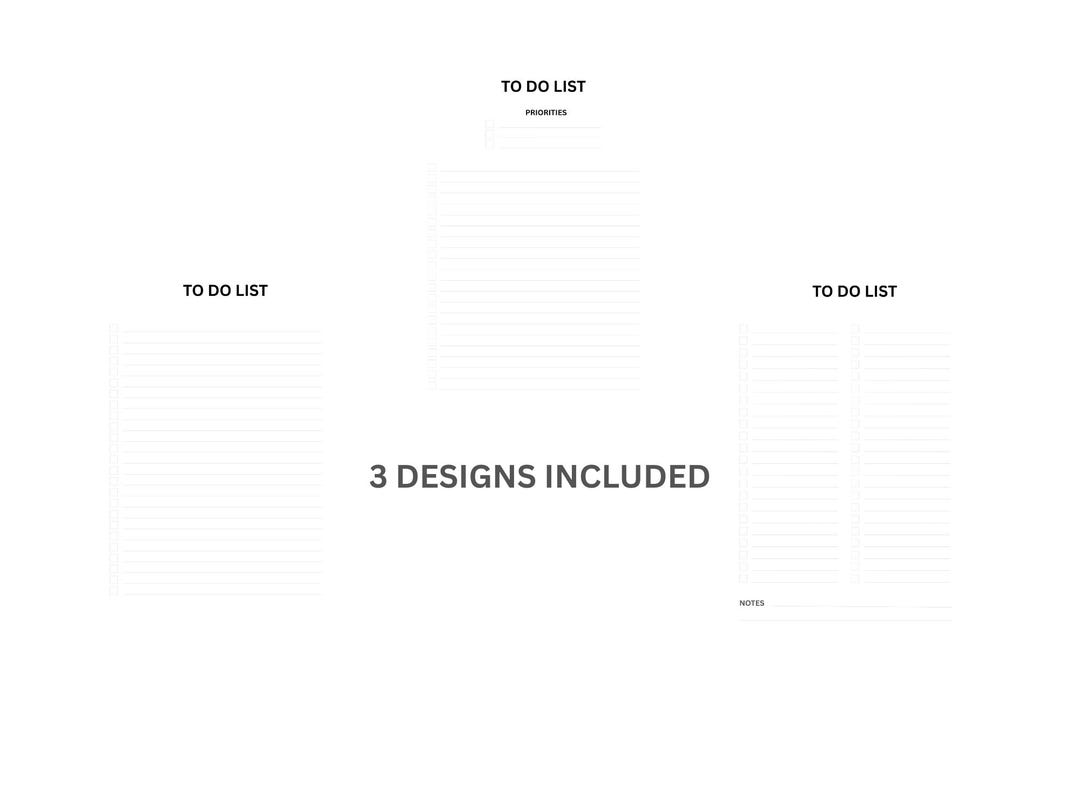 To Do List Printable Bundle, 3 Minimalist Daily Task Lists, Simple ...