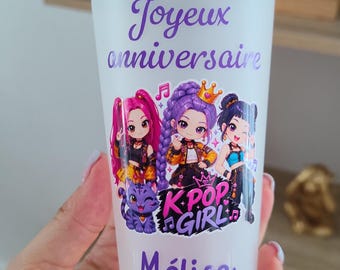 Gobelet anniversaire K-pop personnalisé  – K-pop Girl – Cadeau anniversaire fille – Gobelet enfant personnalisé -