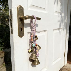 Purple Woven Hanging Witch Bells for Door Knob, Vintage Bells for Home Blessing, Ward off Negative Energy, Housewarming Gifts