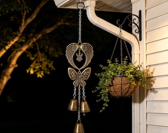 Angel Wing Butterfly Witch Bells for Door Handle, Protection Door Hanger, Antique Bronze Witchy Decor, Spiritual Housewarming, Gifts for Her