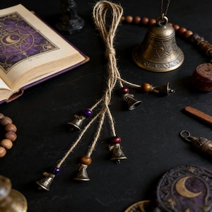 Hanging Witch Bell Wind Chime, Door Knob Hanging, Witchcraft Decor, Spiritual Protection, Pagan Decor