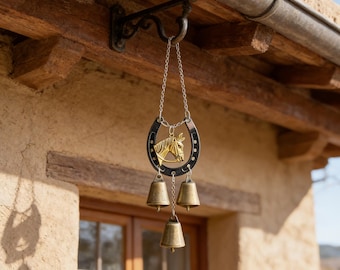 Accroche-porte en forme de fer à cheval, cloches de sorcières, nettoyage à énergie négative, décoration murale sorcière bohème, cadeau maison mystique