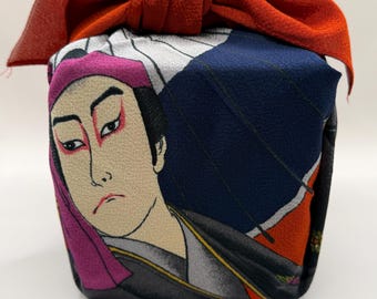 Japanese Furoshiki with Kabuki Design – Reusable Gift Wrap Cloth
