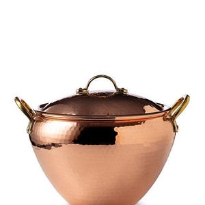 Olla de cobre hecha a mano, utensilios de cocina turcos de cobre, olla con interior estañado apta para alimentos, olla de cocina tradicional, decoración rústica de cocina