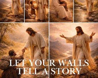 Set of 10 Jesus Wall Art Prints – Vintage-Inspired Christian Decor (Digital Download)