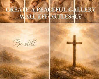 Jesus Wall Art Prints – Neutral Christian Decor, Painterly Faith Artwork Bundle (Digital Download)