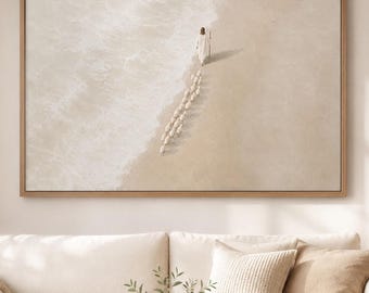 Jesus Good Shepherd Wall Art, Christian Coastal Print, Sheep on Beach, Neutral Bible Art, Samsung Frame TV Digital Download, Faith Decor
