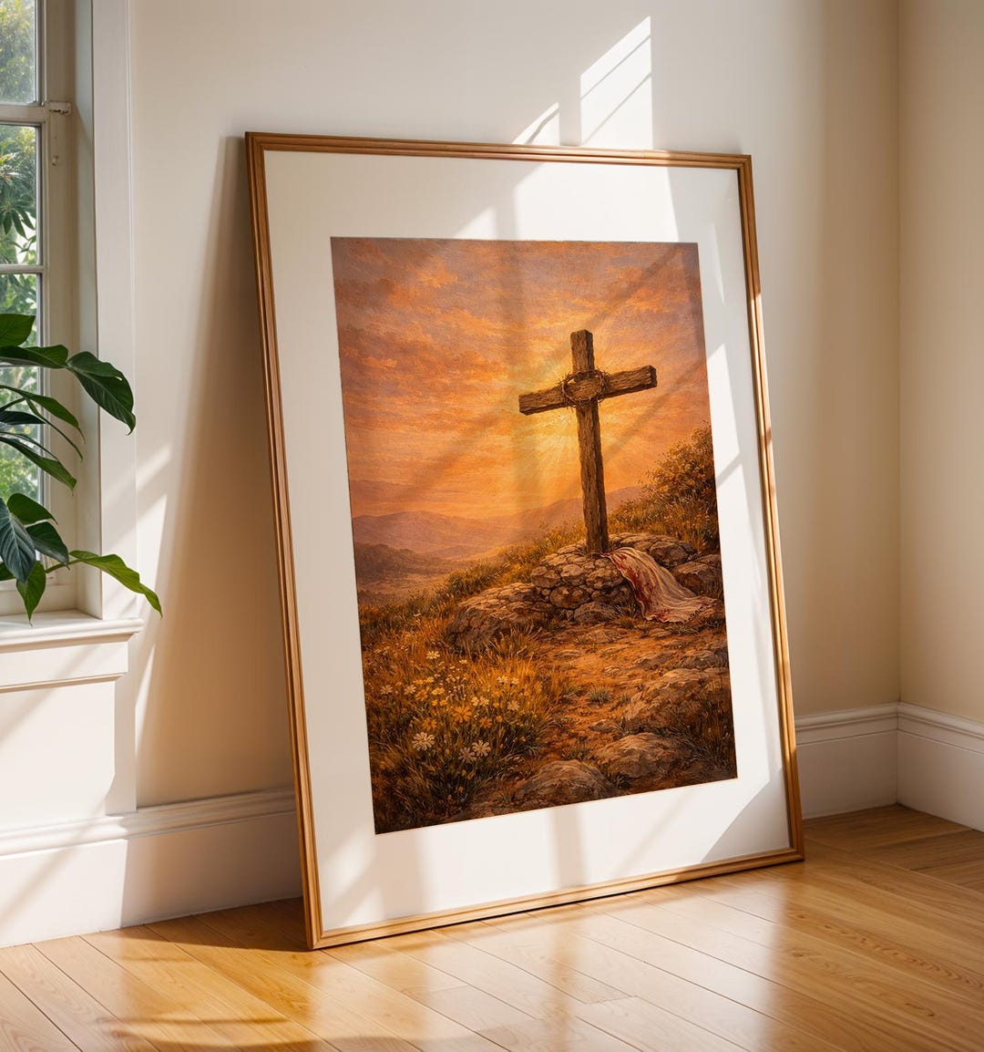 Christian Cross Wall Art Print, Bible Faith Decor, Spiritual Landscape ...