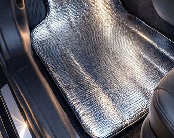 4枚セットのカーフロアマット、防水金属加工カーマット、ユニバーサルフィット滑り止めインテリア保護、フロント・リアフルセット