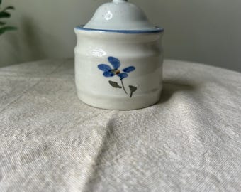 Vintage ceramic stoneware sugar bowl with a lid