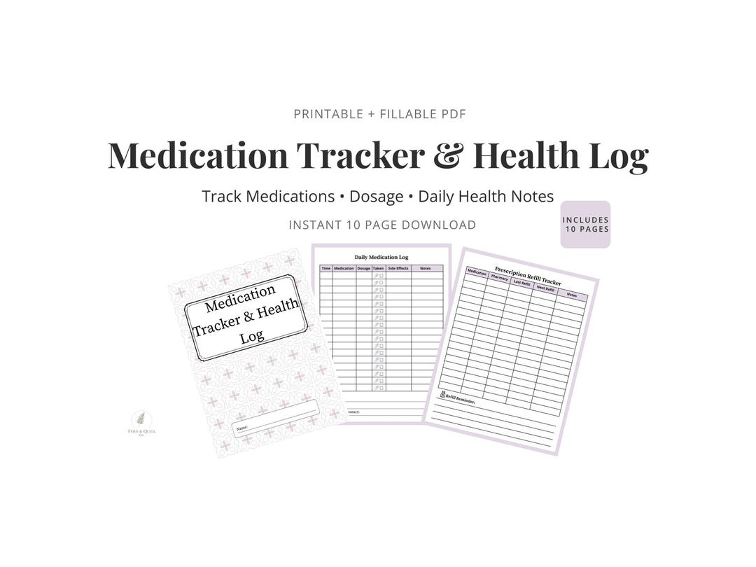 Refill Roster Log Medication Tracker Printable | Health Log Planner | Refill Reminder ...