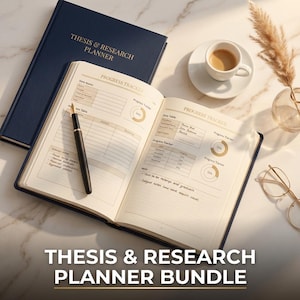 Thesis & Research Planner Bundle | PhD Planner Printable | Research Tracker | Dissertation Planner | Instant Download | 55 Pages