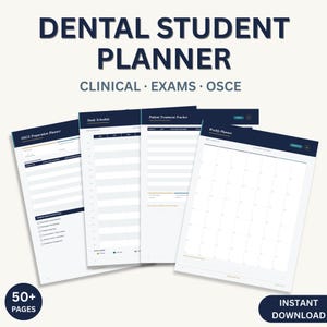 Dental Student Planner | Dental School Study, Exam & Clinical Rotation Tracker | Printable PDF