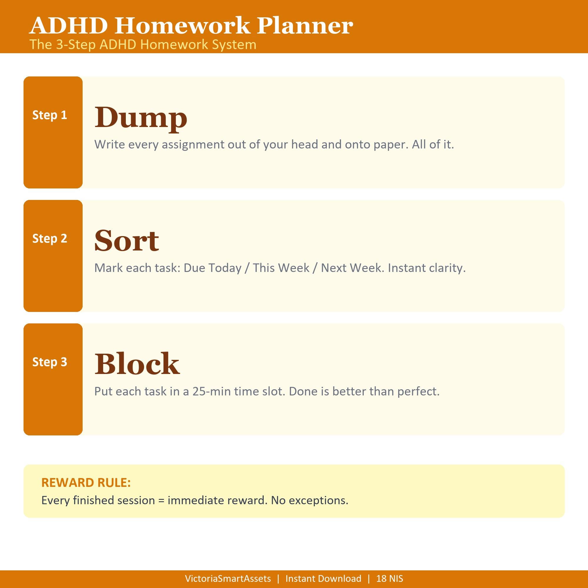 2026 ADHD Homework Planner for Kids Teens | Study Assignment Tracker ...