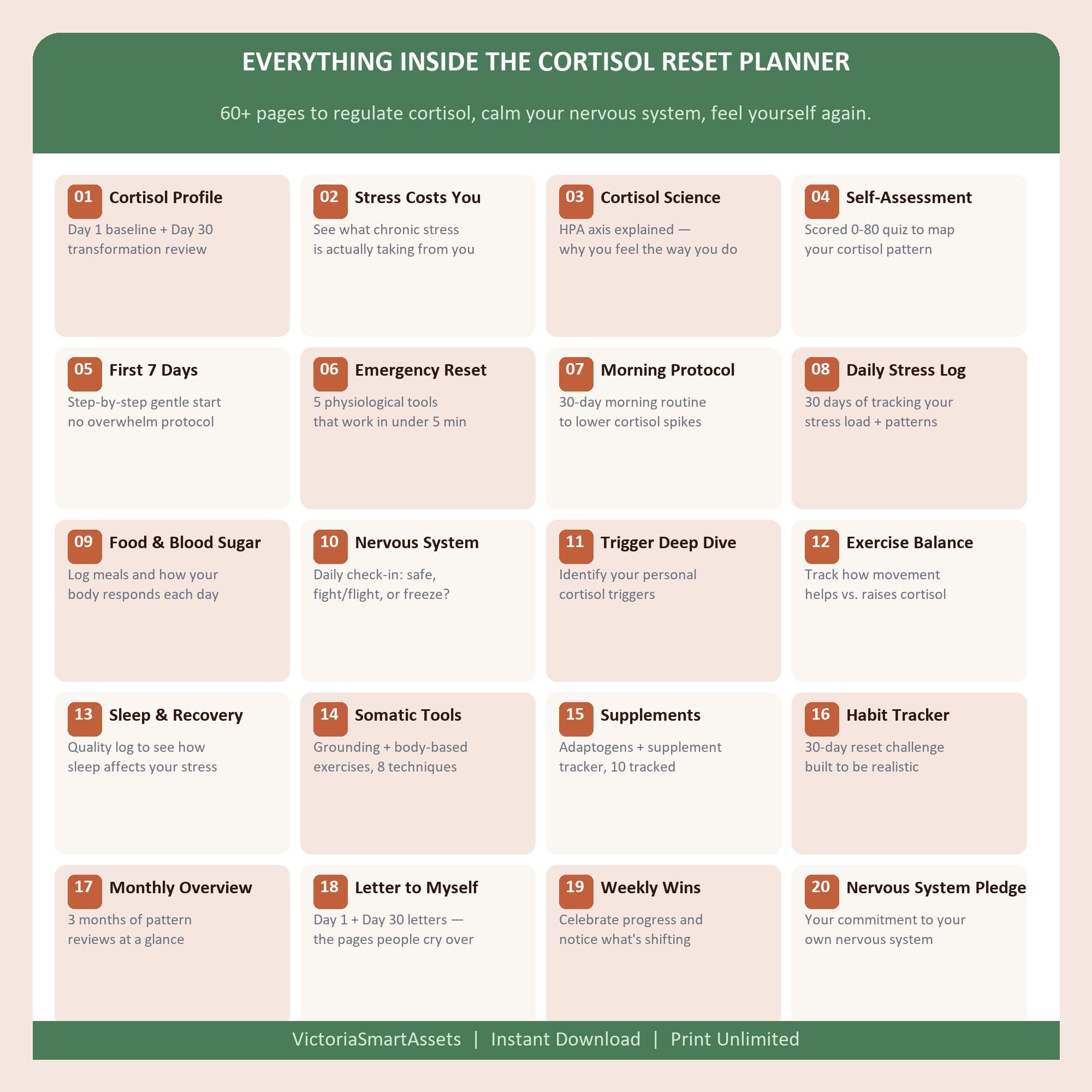 Cortisol Reset Planner | Nervous System Journal, Stress Tracker ...