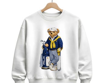 Polo Bear Sweatshirt. Golf Girl Design, DTG Print Sweater