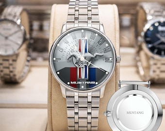 Personalisierte Auto-Liebhaber-Uhr für Männer, einzigartiges mustang Geschenk für Papa Ehemann Freund