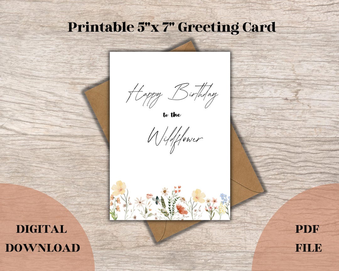 Happy Birthday Wildflower Card | Printable Floral Birthday Card ...