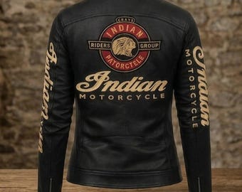 Women's Black Leather Indian Motorcycle Jacket – Vintage Racing Style Biker Coat, Genuine Leather Moto Apparel, Classic Rider Gift for Her