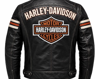 Men's Harley Genuine Cowhide Leather Jacket | Black Biker Motorcycle Racing Jacket | Premium Rider Gear