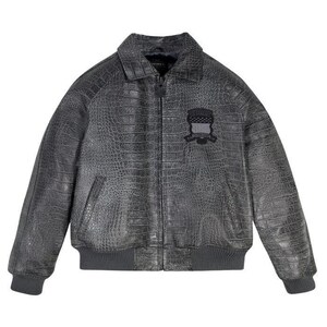 Men's Avirex Style Distressed Croc Leather Bomber Jacket | Handmade Genuine Leather Pilot Flight Jacket image 2