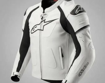 Track Tailored Men's Leather Motorcycle Racing Jacket – Genuine Cowhide Motorbike Biker Touring Streetwear Coat