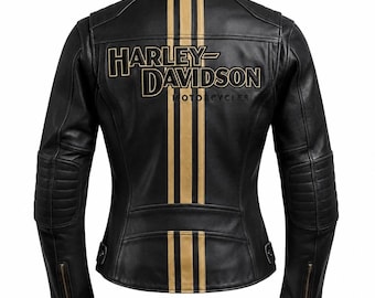 Women's H-D Triple Vent Genuine Cowhide Leather Motorcycle Jacket | Handmade Harley Style Biker Riding Jacket