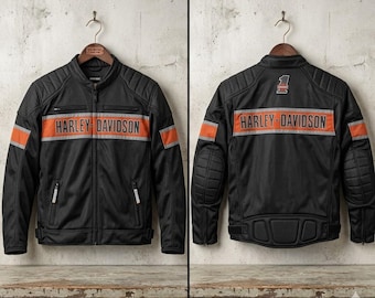 Harley Davidson Mesh Riding Jacket Men Black Orange Motorcycle Biker Jacket Lightweight Breathable Summer Moto Gear