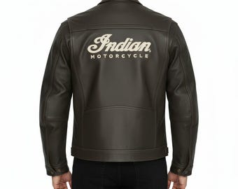 Men's Indian Motorcycle Classic 3 Leather Jacket Brown Distressed Cowhide Biker Jacket Removable Lining Vintage Motorcycle Riding Coat