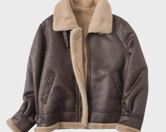 Leon Kennedy Resident Evil 4 Faux Fur Leather Bomber Jacket – B3 Aviator Cosplay Coat