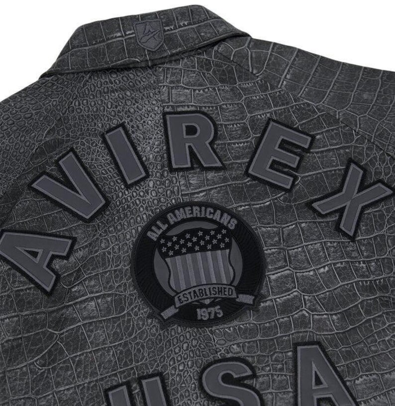 Men's Avirex Style Distressed Croc Leather Bomber Jacket | Handmade Genuine Leather Pilot Flight Jacket image 5