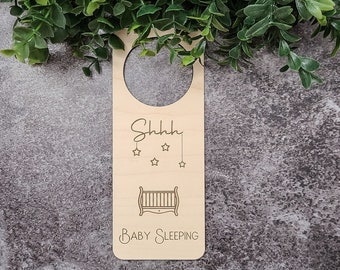 Baby Sleeping Do Not Disturb Sign- Do Not Wake Baby- Baby Napping Sign- Baby Sleeping Door Hanger- Shhh Baby Sleeping- Baby Crib Door Sign