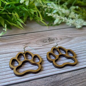 Maple Dog Paw Dangle Earrings. Perfect Earrings For Every Dog Lover. Fur Baby Jewelry. Paw Print Earrings. K9 Earrings. Paw Jewelry. image 1