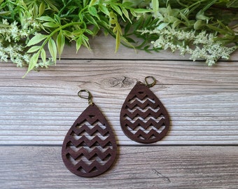 Easter Egg Style Wooden Earrings Made From Maple. Rustic Teardrop Earrings. Dangle Earrings. Statement Earrings. Dressy Dangle Earrings.