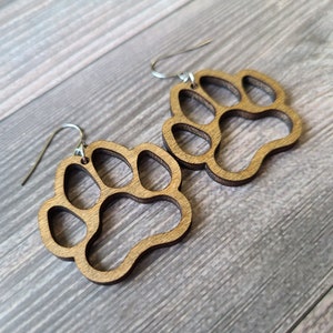 Maple Dog Paw Dangle Earrings. Perfect Earrings For Every Dog Lover. Fur Baby Jewelry. Paw Print Earrings. K9 Earrings. Paw Jewelry. image 3