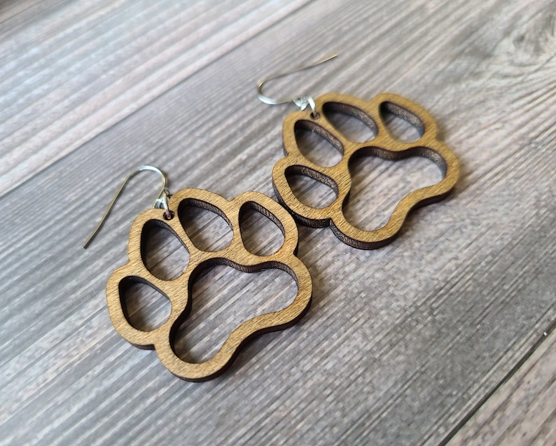 Maple Dog Paw Dangle Earrings. Perfect Earrings For Every Dog Lover. Fur Baby Jewelry. Paw Print Earrings. K9 Earrings. Paw Jewelry. image 3