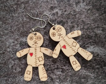 Voodoo Doll Earrings - Cute Voodoo Doll - Wiccan Jewelry - Voodoo Jewelry - Voodoo Pin Cushion