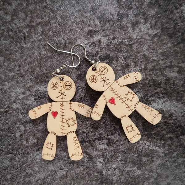 Voodoo Doll Earrings - Cute Voodoo Doll - Wiccan Jewelry - Voodoo Jewelry - Voodoo Pin Cushion