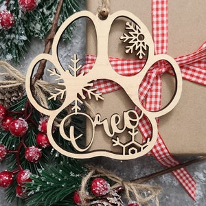 Personalized Furbaby Paw Ornament With Snowflakes Puppy Ornament Cat Ornament Pet Christmas Ornament image 4