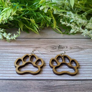 Maple Dog Paw Dangle Earrings. Perfect Earrings For Every Dog Lover. Fur Baby Jewelry. Paw Print Earrings. K9 Earrings. Paw Jewelry. image 2