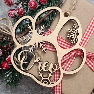Personalized Furbaby Paw Ornament With Snowflakes Puppy Ornament Cat Ornament Pet Christmas Ornament image 3