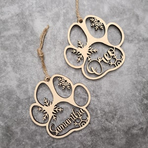 Personalized Furbaby Paw Ornament With Snowflakes Puppy Ornament Cat Ornament Pet Christmas Ornament image 7