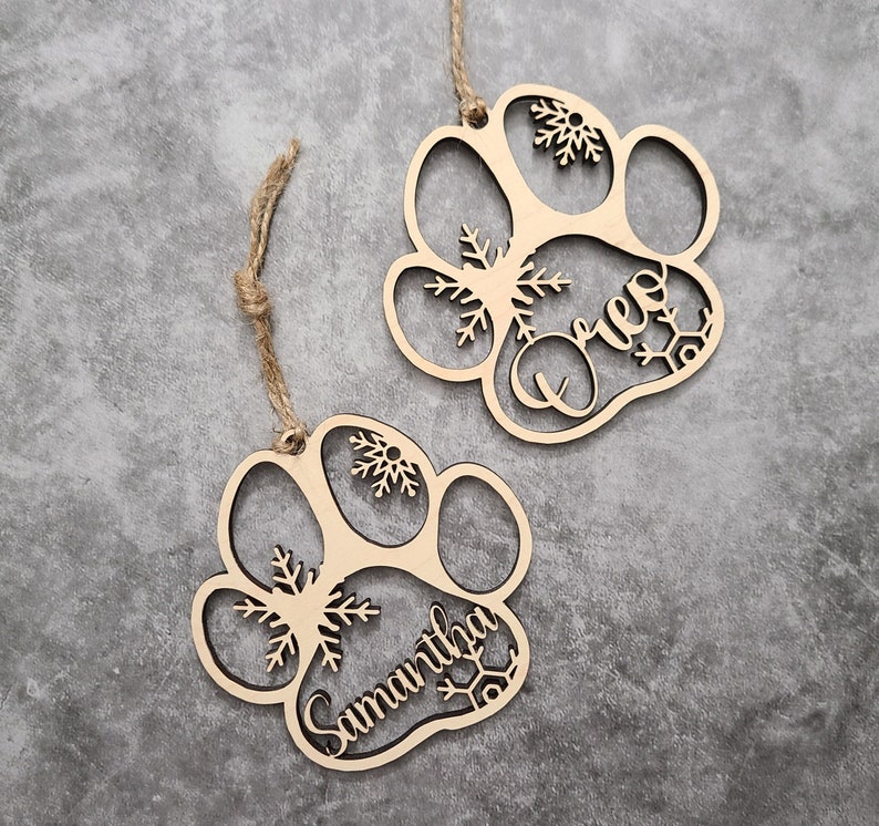 Personalized Furbaby Paw Ornament With Snowflakes Puppy Ornament Cat Ornament Pet Christmas Ornament image 7