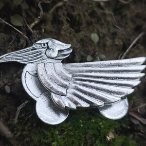 Flying Bird Metal Pocket Square, Minimalist Suit Accessory, Silver Gold Insert image 2