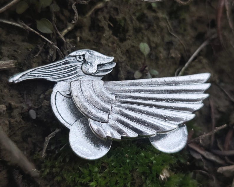 Flying Bird Metal Pocket Square, Minimalist Suit Accessory, Silver Gold Insert image 2
