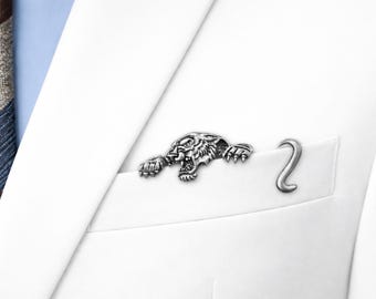 Tiger Metall Einstecktuch, Bold Animal Suit Accessoire, Silber Gold Tascheneinsatz