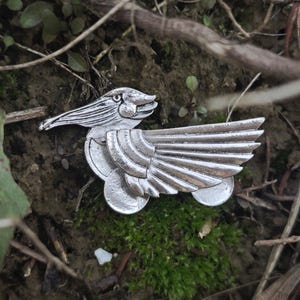 Flying Bird Metal Pocket Square, Minimalist Suit Accessory, Silver Gold Insert image 8