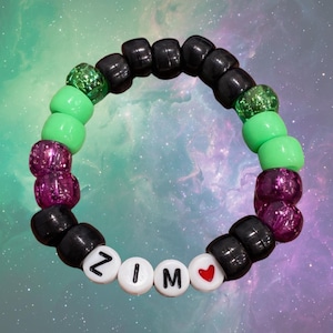 Bransoletka ZIM Alien Kandi – Neonowo-zielona, czarna, elastyczna biżuteria z koralików Pony