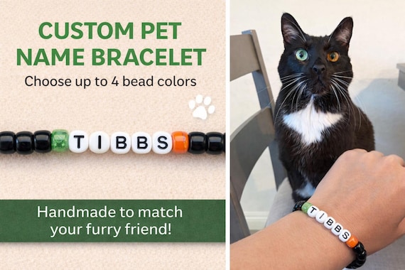 Custom Pet Name Kandi Bracelet | Personalized Beaded Jewelry, Choose Colors