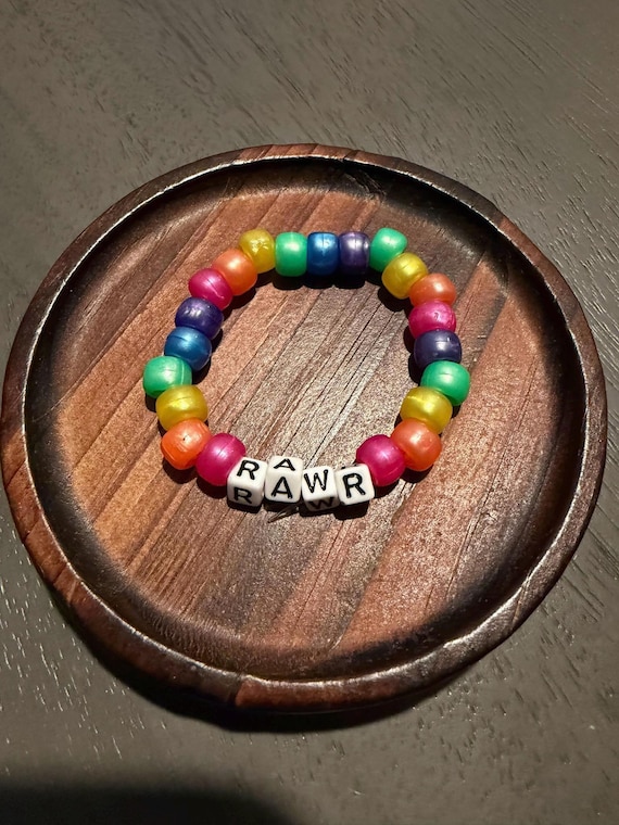 RAWR Rainbow Kandi Bracelet – Stretchy Pony Bead Friendship Bracelet